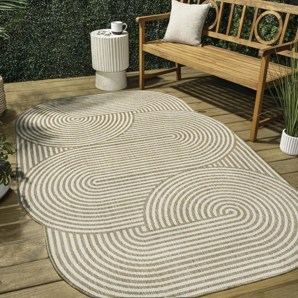 5' X 8' Cream And Natural Abstract Indoor Outdoor Area Rug Homeroots Outdoor
