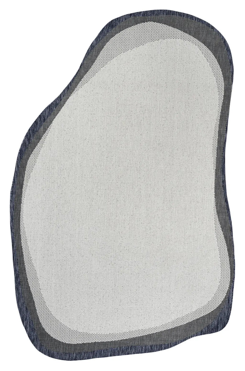 5' X 8' Cream And Navy Blue Abstract Indoor Outdoor Area Rug Homeroots Outdoor
