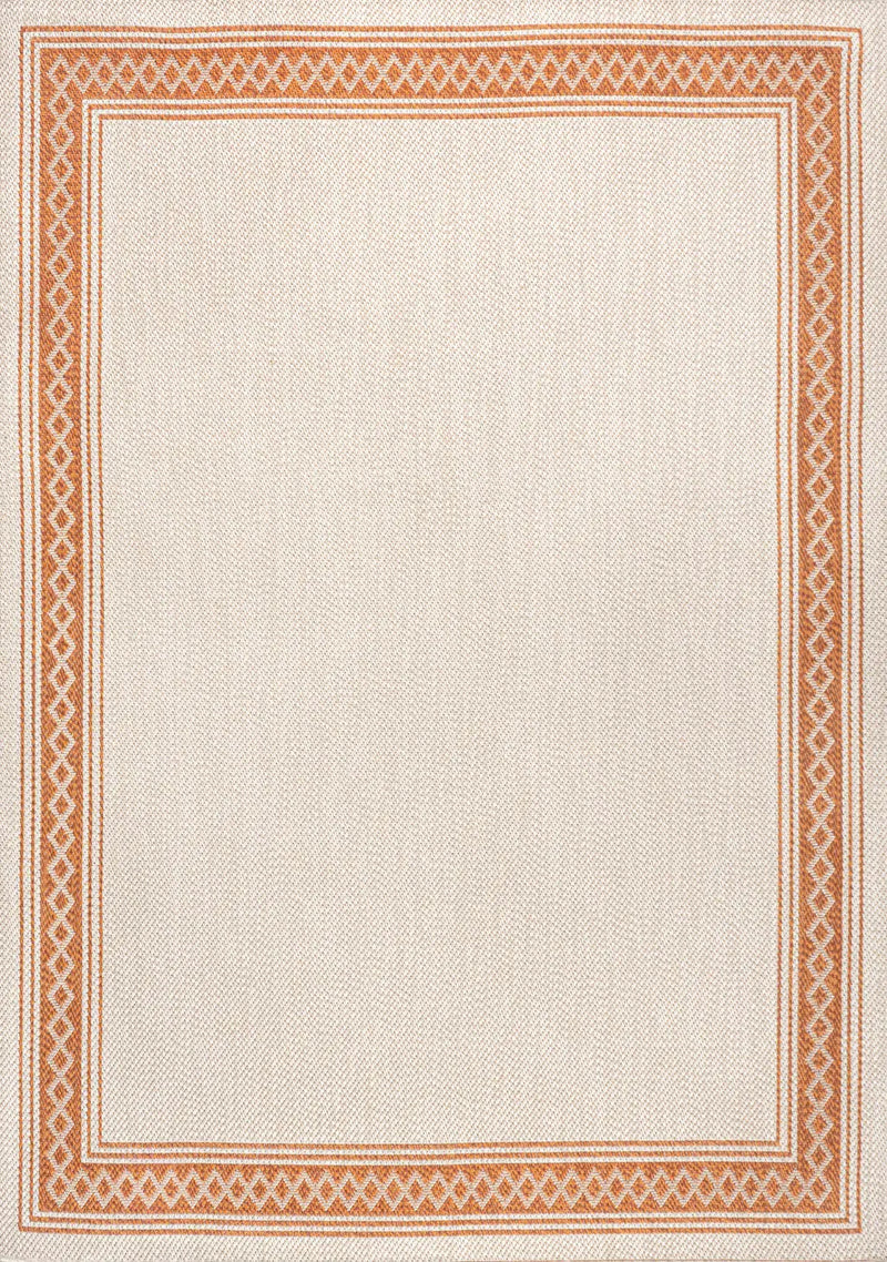 5' X 8' Cream And Orange Indoor Outdoor Area Rug Homeroots Outdoor