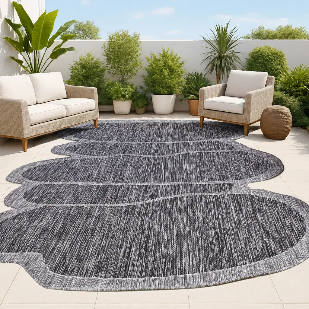 5' X 8' Dark Gray And Gray Medallion Indoor Outdoor Area Rug Homeroots Outdoor