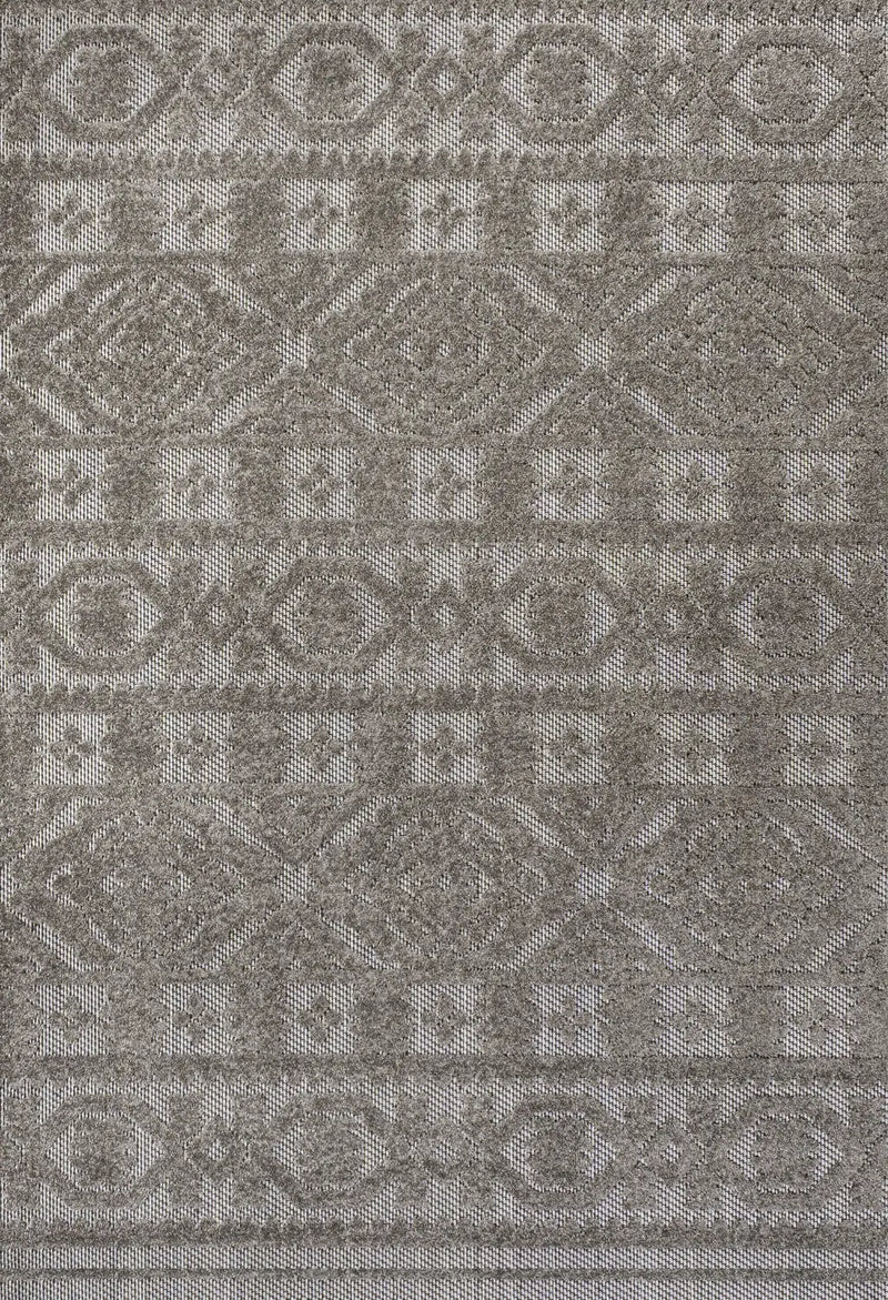 5' X 8' Dark Gray And Ivory Moroccan Indoor Outdoor Area Rug - GreatEagleInc