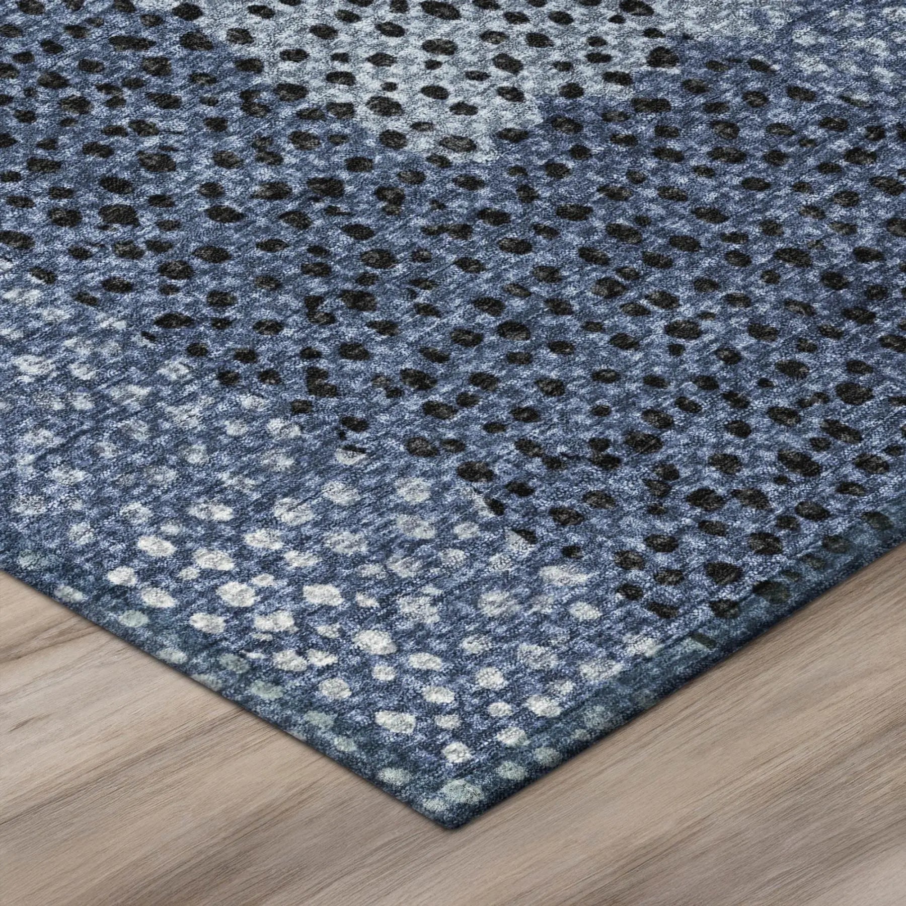 5' X 8' Denim Blue And Blue Abstract Washable Indoor Outdoor Area Rug Homeroots Outdoor