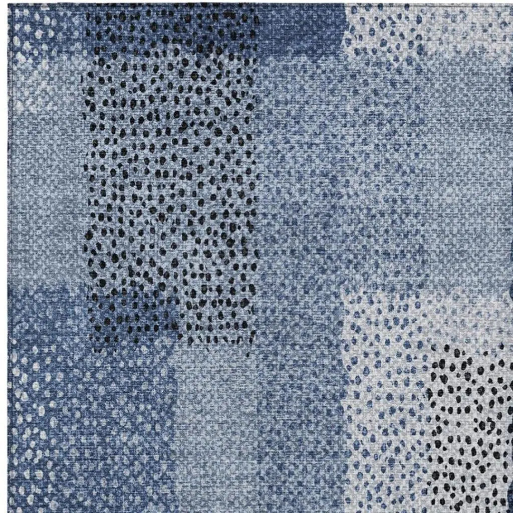 5' X 8' Denim Blue And Blue Abstract Washable Indoor Outdoor Area Rug Homeroots Outdoor
