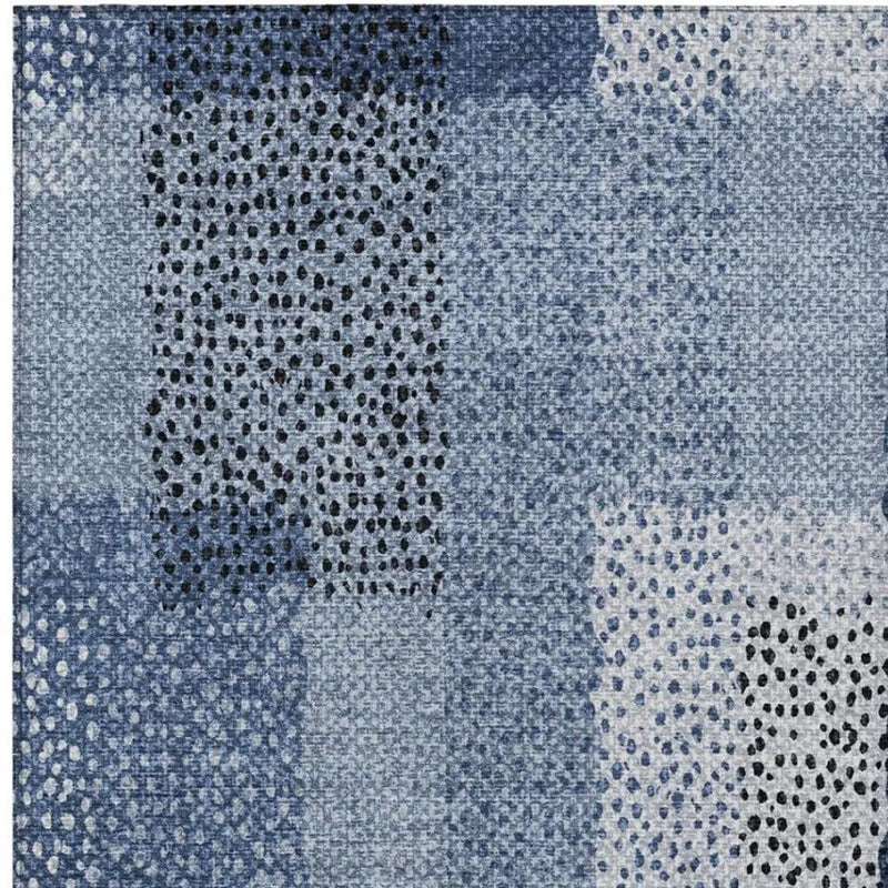 5' X 8' Denim Blue And Blue Abstract Washable Indoor Outdoor Area Rug Homeroots Outdoor