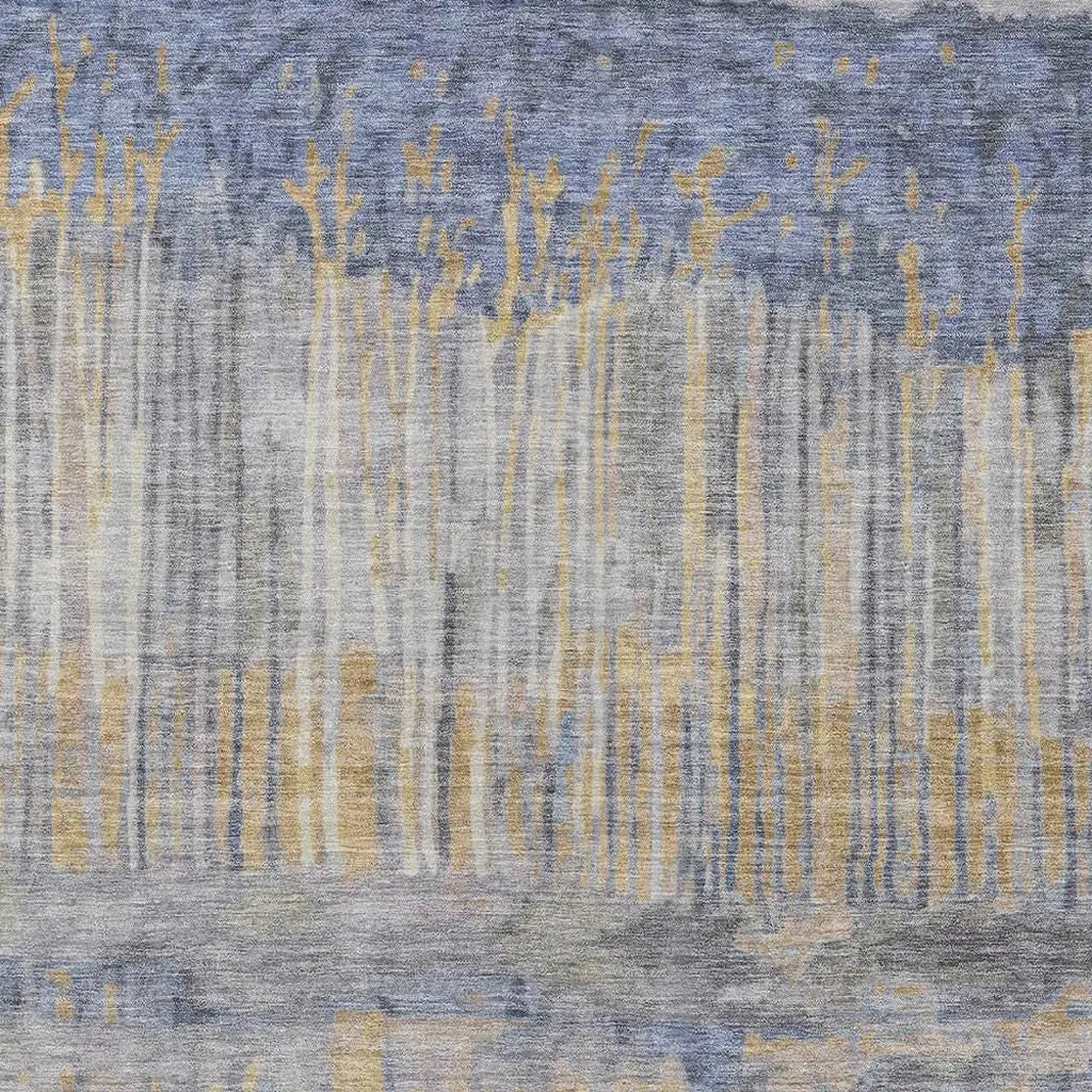 5' X 8' Denim Blue And Blue Abstract Washable Indoor Outdoor Area Rug Homeroots Outdoor