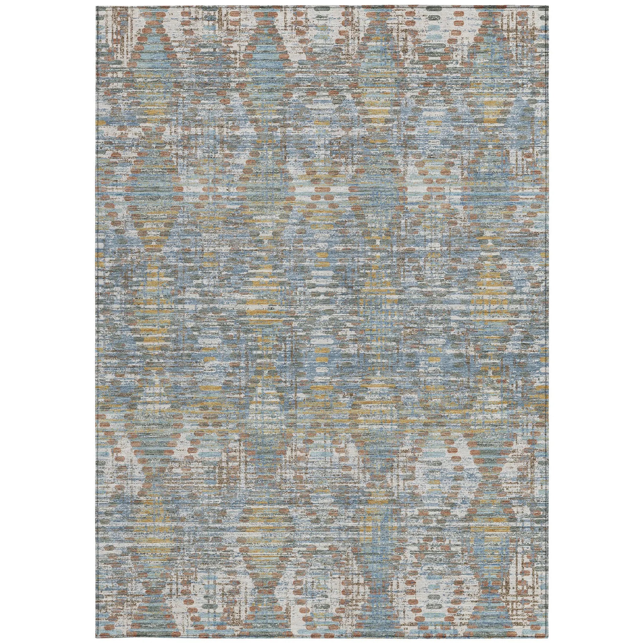 5' X 8' Denim Blue And Blue Floral Medallion Washable Indoor Outdoor Area Rug Homeroots Outdoor