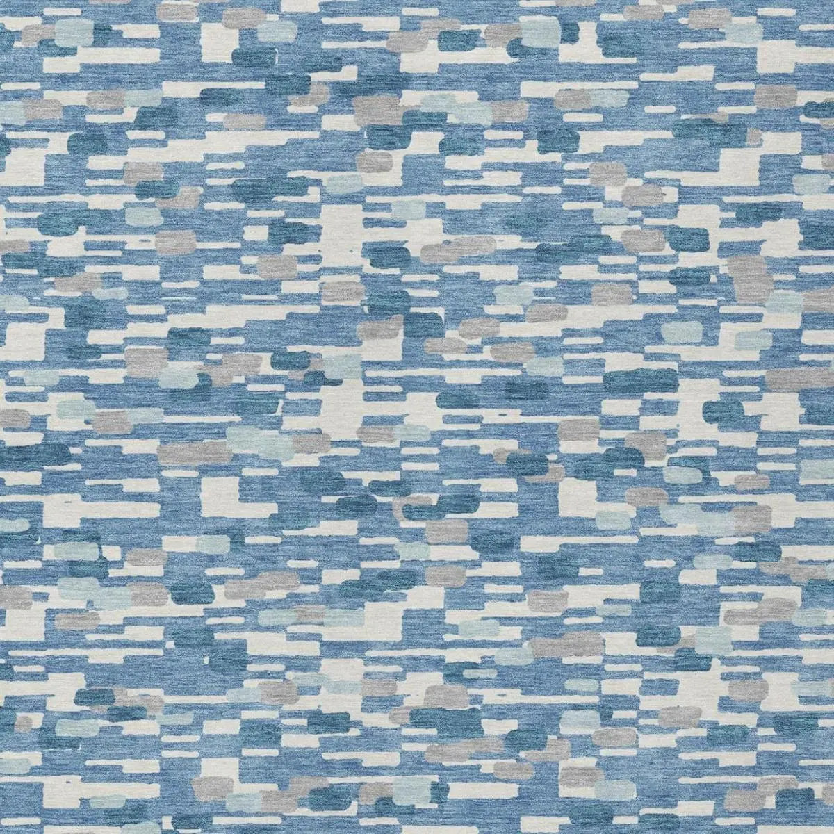 5' X 8' Denim Blue And Blue Geometric Washable Indoor Outdoor Area Rug Homeroots Outdoor