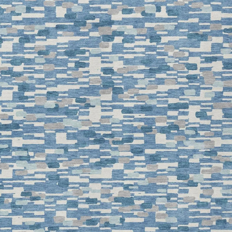 5' X 8' Denim Blue And Blue Geometric Washable Indoor Outdoor Area Rug Homeroots Outdoor