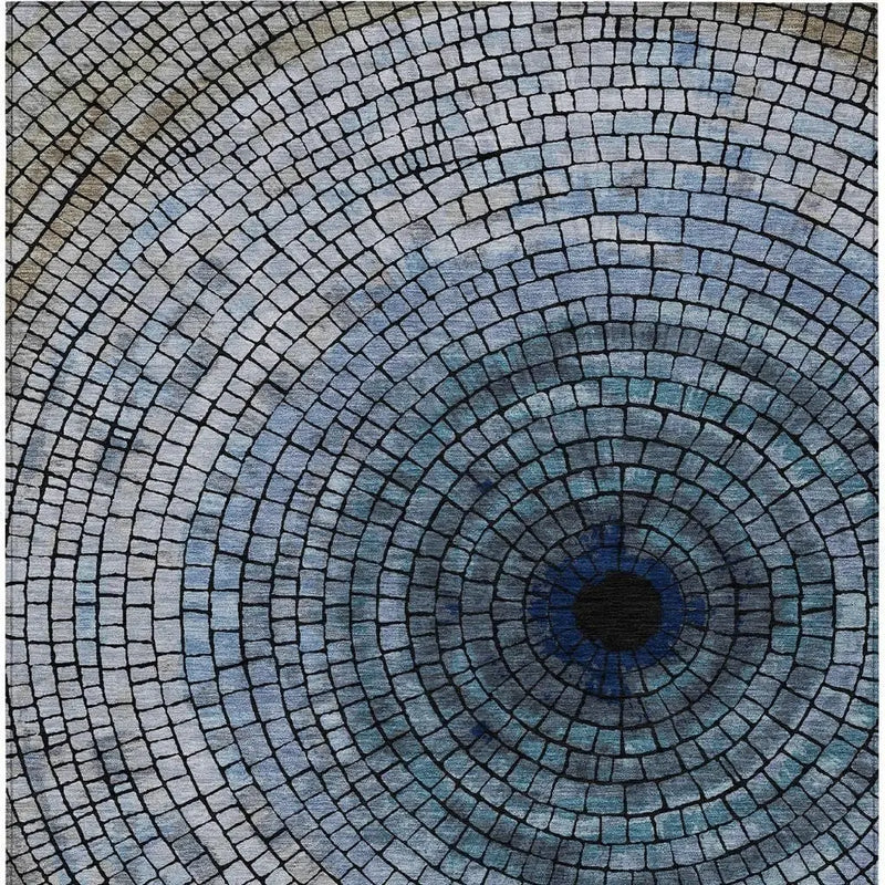 5' X 8' Denim Blue And Blue Geometric Washable Indoor Outdoor Area Rug Homeroots Outdoor