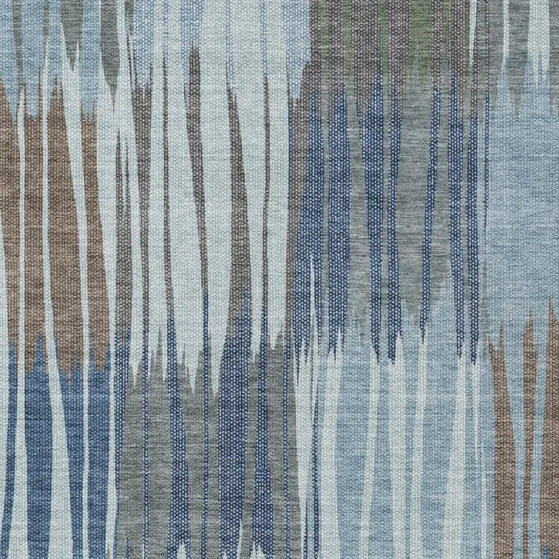 5' X 8' Denim Blue And Blue Striped Washable Indoor Outdoor Area Rug Homeroots Outdoor
