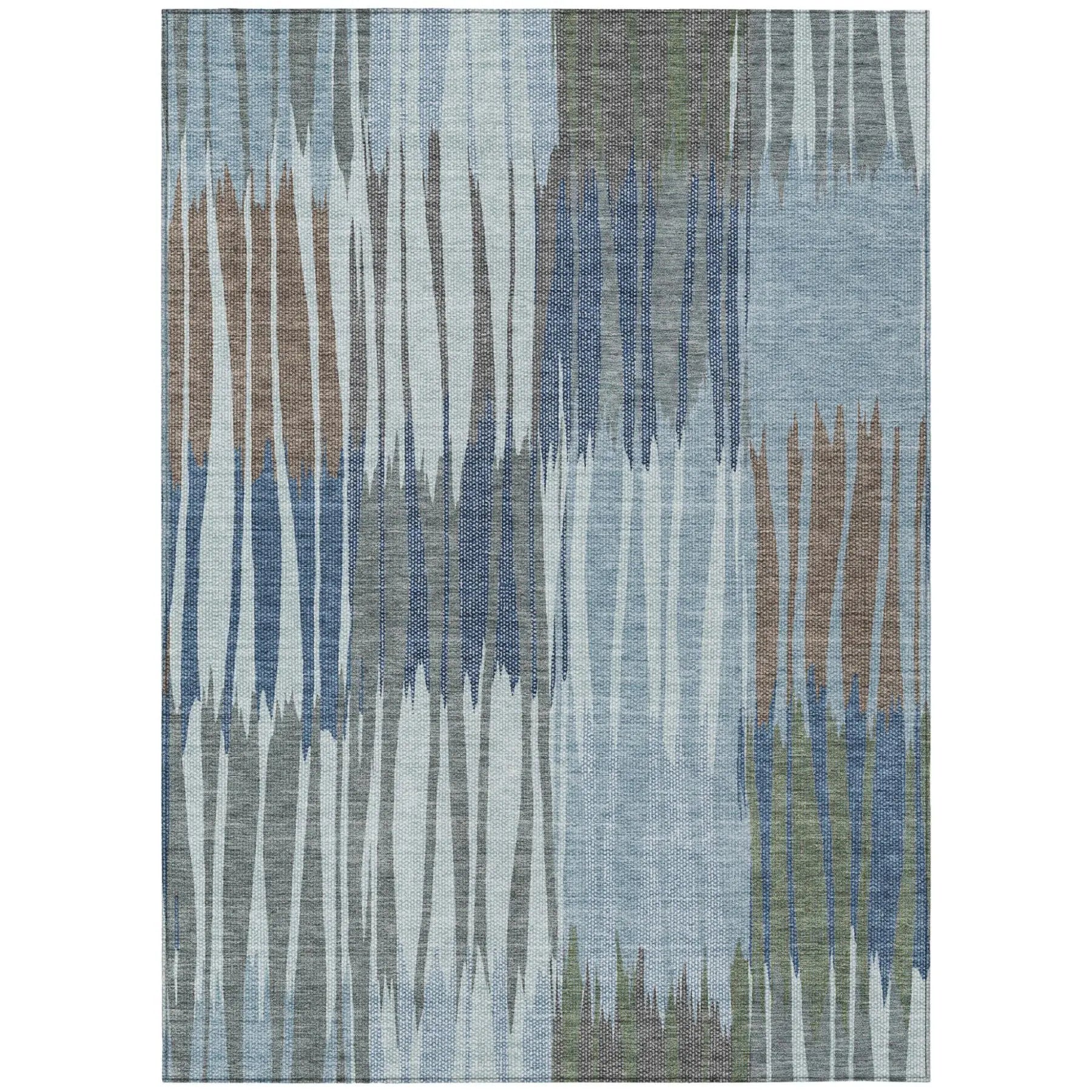 5' X 8' Denim Blue And Blue Striped Washable Indoor Outdoor Area Rug Homeroots Outdoor