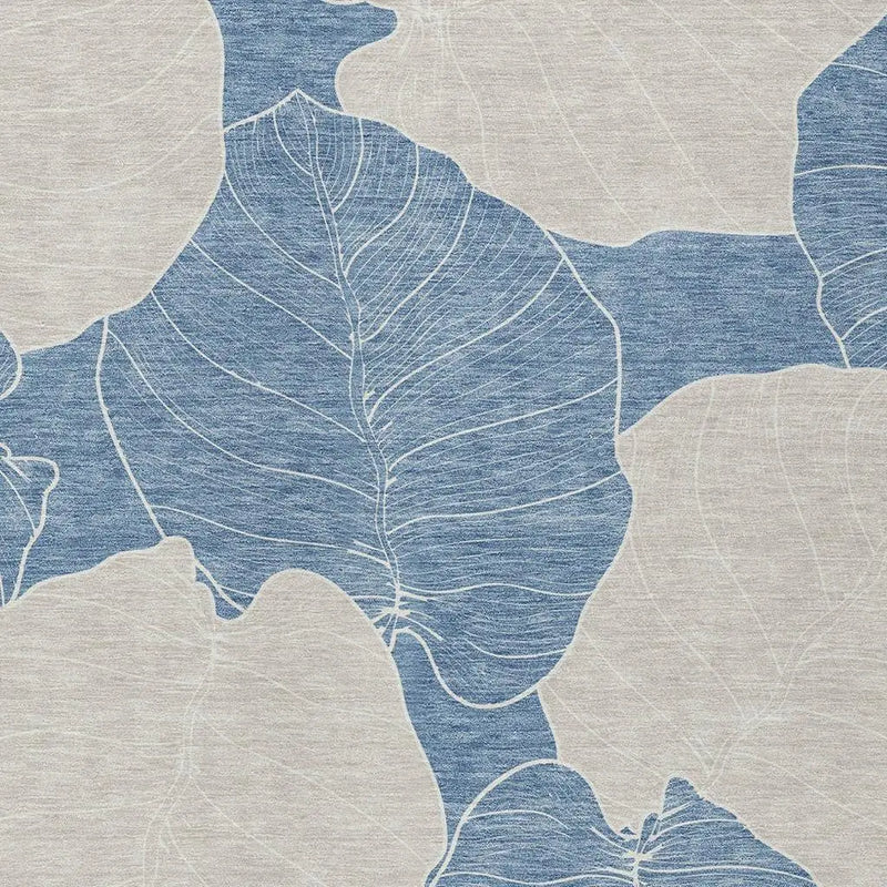5' X 8' Denim Blue And Ivory Floral Washable Indoor Outdoor Area Rug Homeroots Outdoor