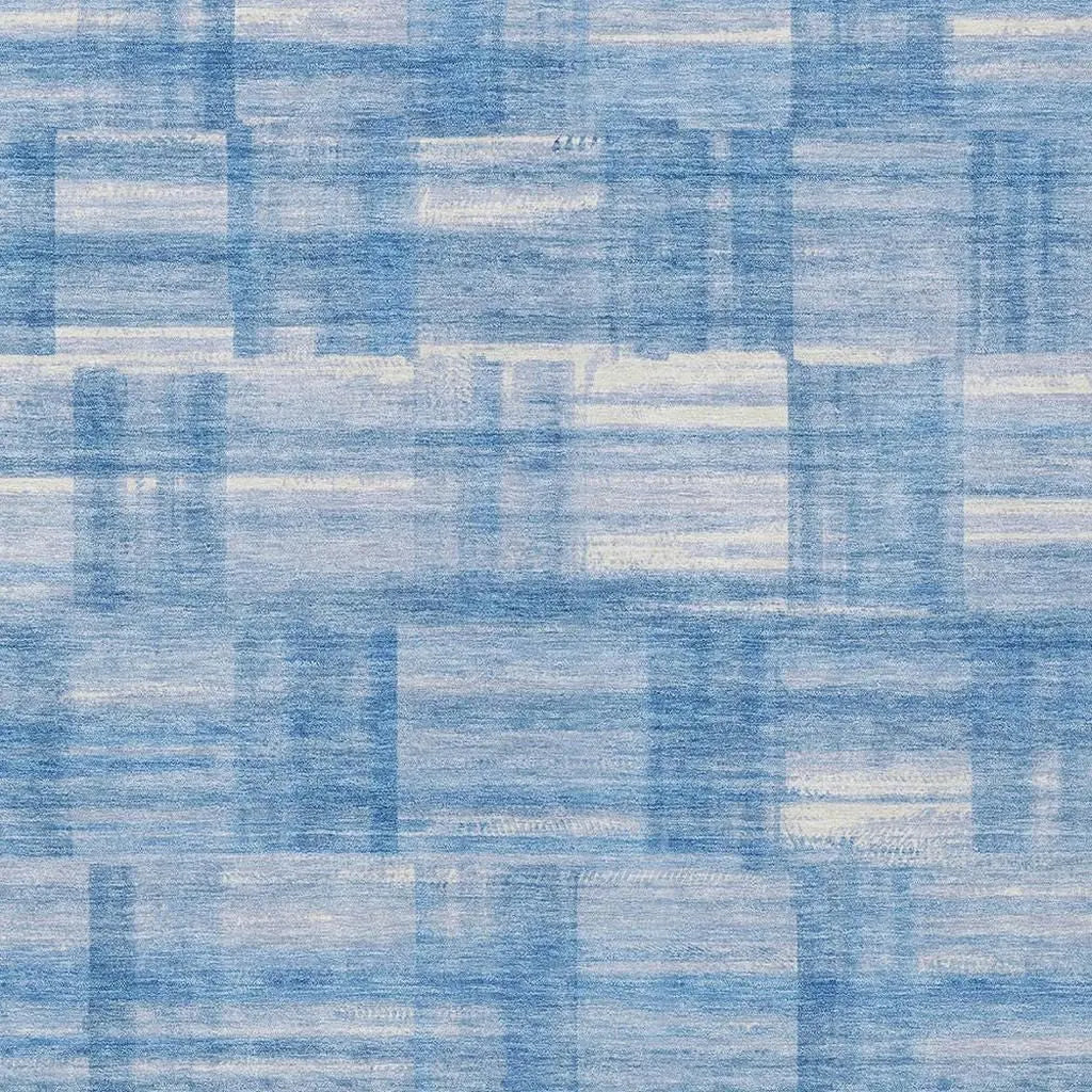 5' X 8' Denim Blue And Ivory Striped Washable Indoor Outdoor Area Rug Homeroots Outdoor