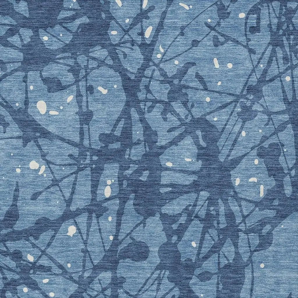 5' X 8' Denim Blue And Navy Blue Abstract Washable Indoor Outdoor Area Rug Homeroots Outdoor