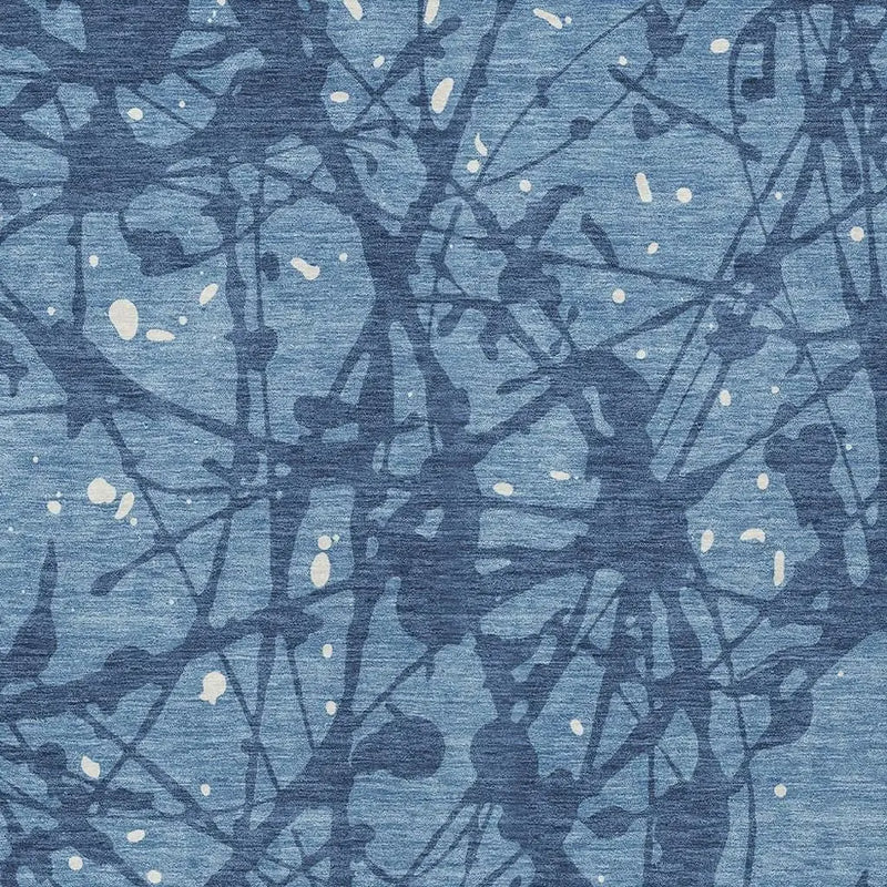 5' X 8' Denim Blue And Navy Blue Abstract Washable Indoor Outdoor Area Rug Homeroots Outdoor