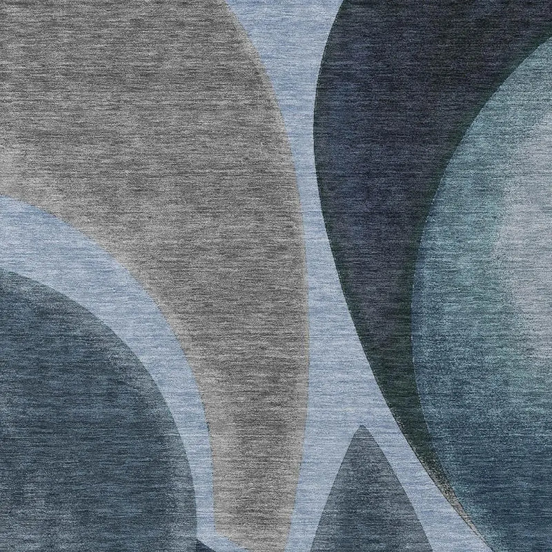 5' X 8' Denim Blue And Navy Blue Abstract Washable Indoor Outdoor Area Rug Homeroots Outdoor
