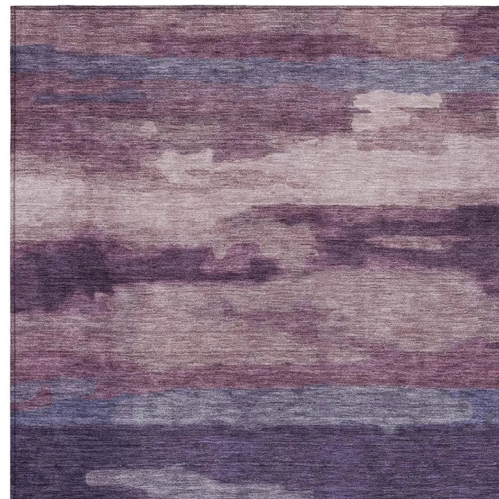 5' X 8' Eggplant And Purple Abstract Washable Indoor Outdoor Area Rug Homeroots Outdoor