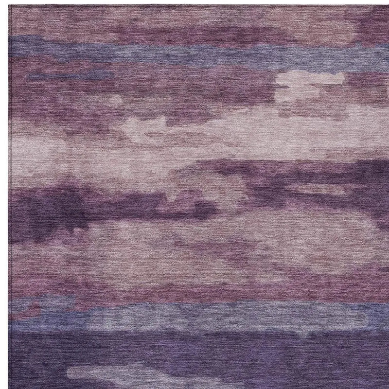 5' X 8' Eggplant And Purple Abstract Washable Indoor Outdoor Area Rug Homeroots Outdoor