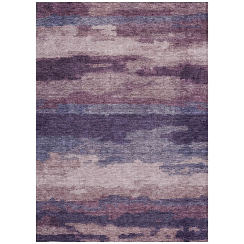 5' X 8' Eggplant And Purple Abstract Washable Indoor Outdoor Area Rug Homeroots Outdoor