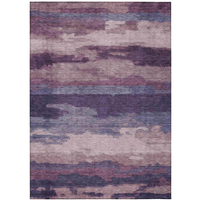 5' X 8' Eggplant And Purple Abstract Washable Indoor Outdoor Area Rug Homeroots Outdoor