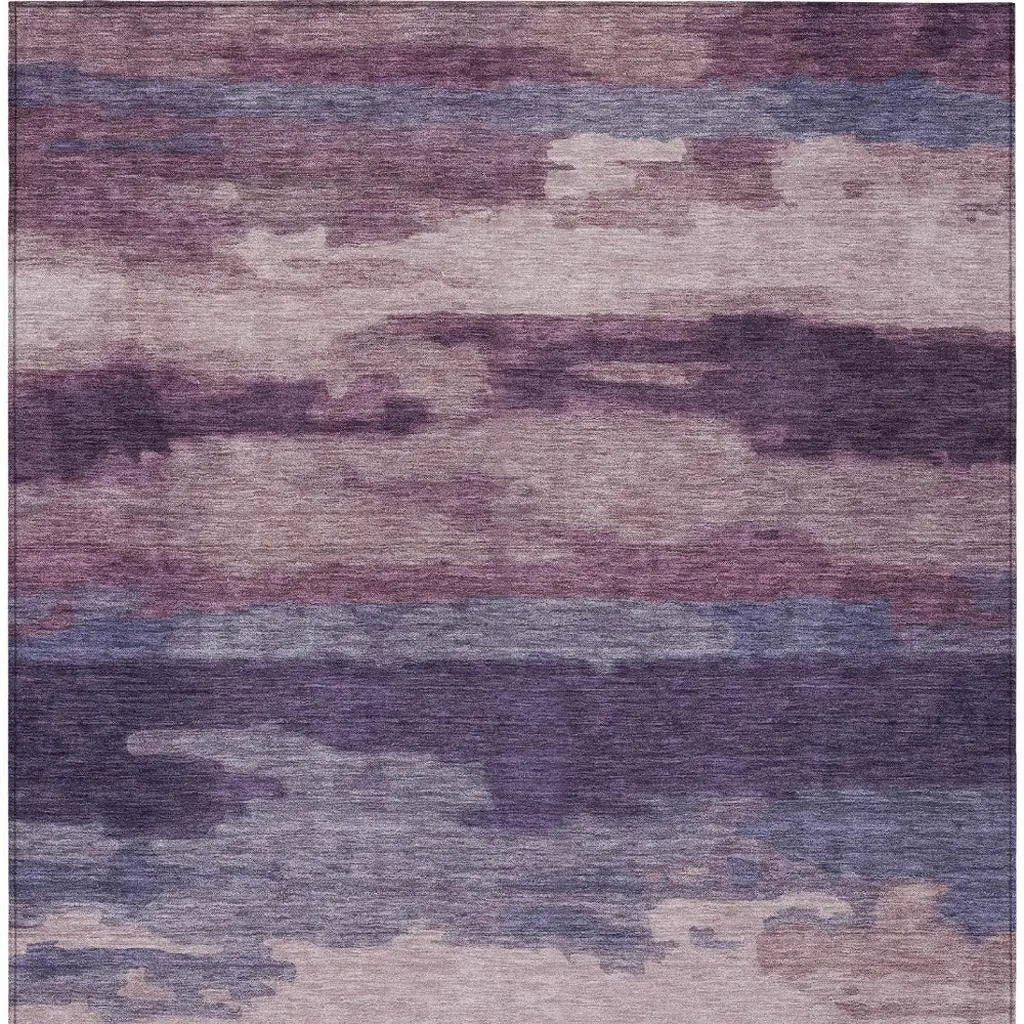5' X 8' Eggplant And Purple Abstract Washable Indoor Outdoor Area Rug Homeroots Outdoor