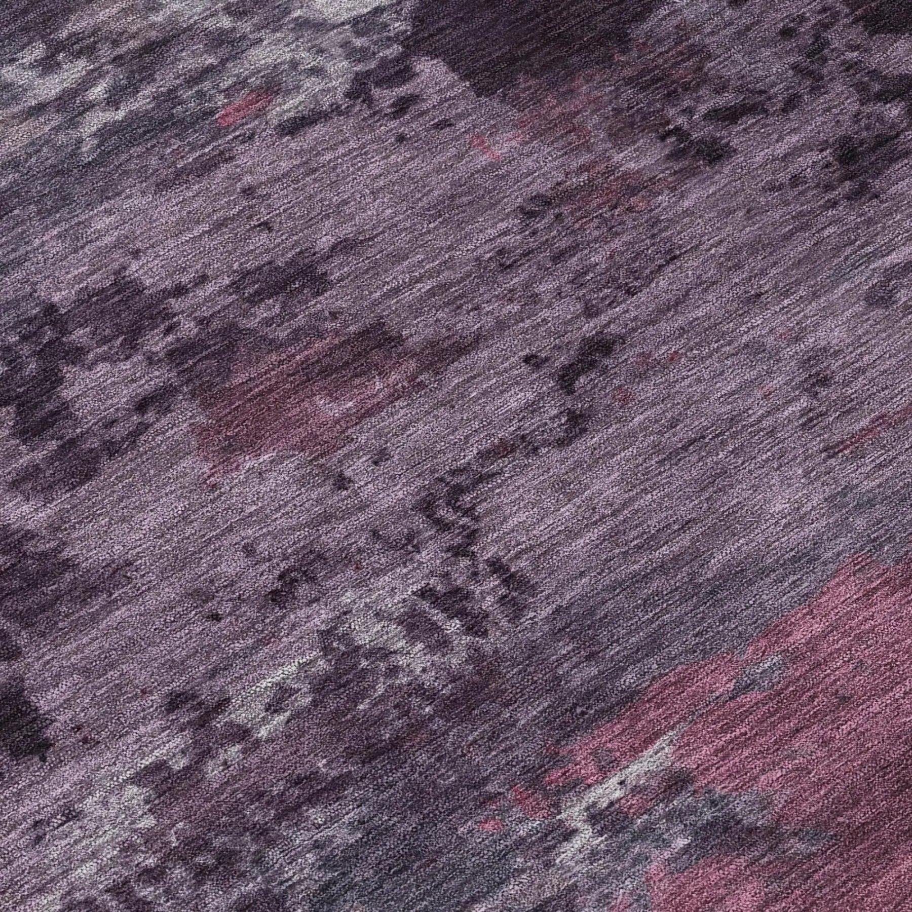 5' X 8' Eggplant And Purple Abstract Washable Indoor Outdoor Area Rug Homeroots Outdoor