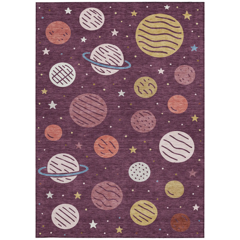 5' X 8' Eggplant And Purple Floral Washable Indoor Outdoor Area Rug Homeroots Outdoor