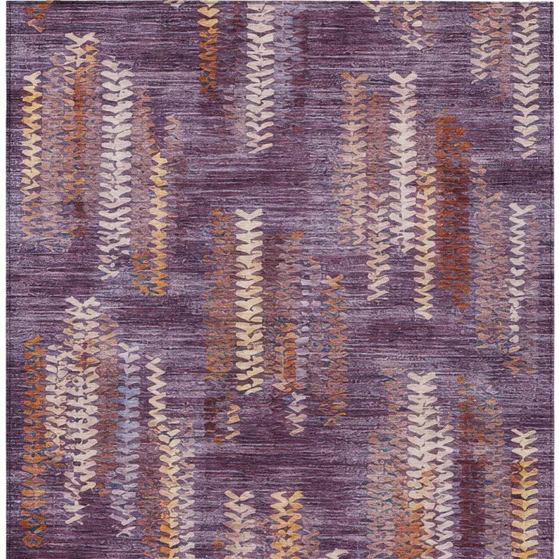 5' X 8' Eggplant And Purple Striped Washable Indoor Outdoor Area Rug Homeroots Outdoor