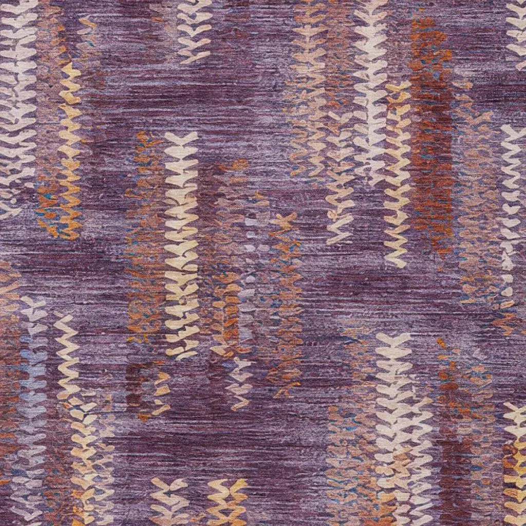 5' X 8' Eggplant And Purple Striped Washable Indoor Outdoor Area Rug Homeroots Outdoor