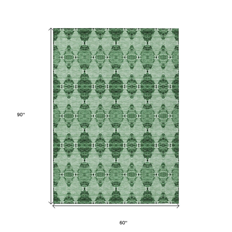 5' X 8' Emerald And Green Moroccan Washable Indoor Outdoor Area Rug Homeroots Outdoor