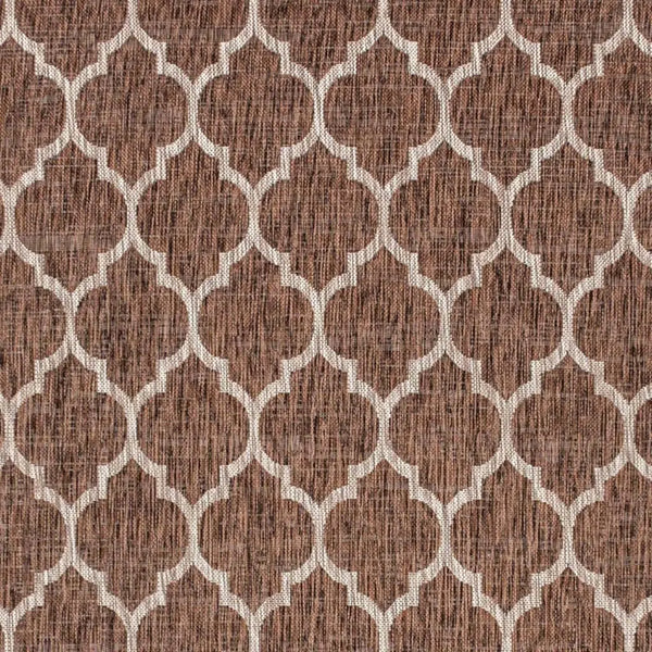 5' X 8' Espresso And Taupe Geometric Indoor Outdoor Area Rug Homeroots Outdoor