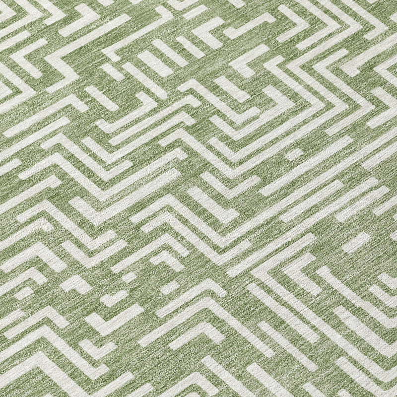 5' X 8' Fern Green And Copper Geometric Washable Indoor Outdoor Area Rug Homeroots Outdoor