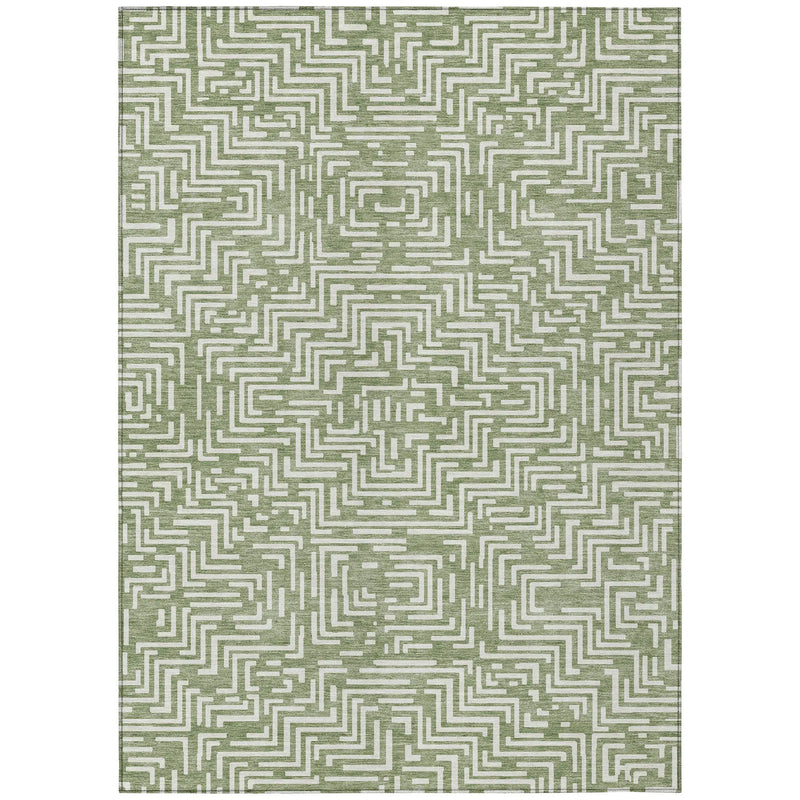 5' X 8' Fern Green And Copper Geometric Washable Indoor Outdoor Area Rug Homeroots Outdoor