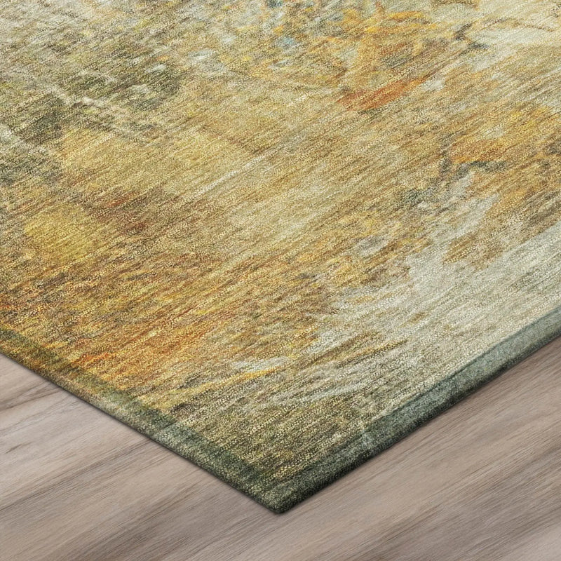 5' X 8' Fern Green And Green Abstract Washable Indoor Outdoor Area Rug Homeroots Outdoor