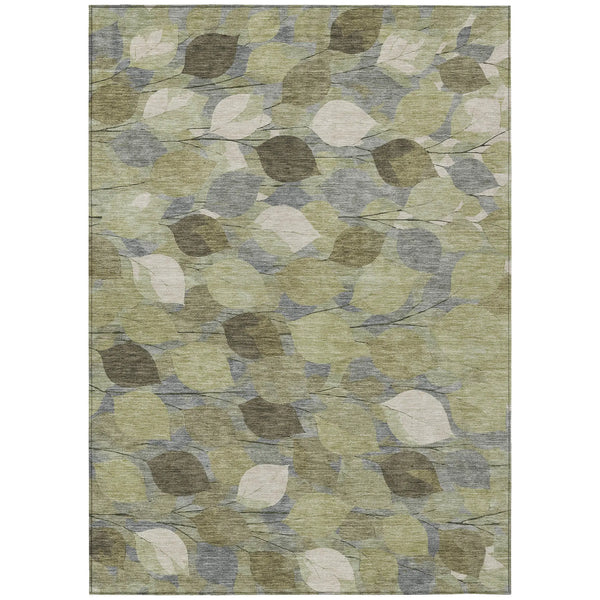 5' X 8' Fern Green And Green Floral Washable Indoor Outdoor Area Rug Homeroots Outdoor