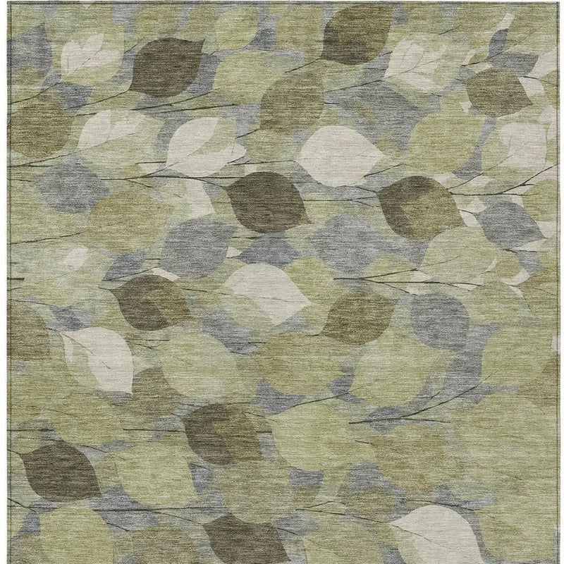 5' X 8' Fern Green And Green Floral Washable Indoor Outdoor Area Rug Homeroots Outdoor