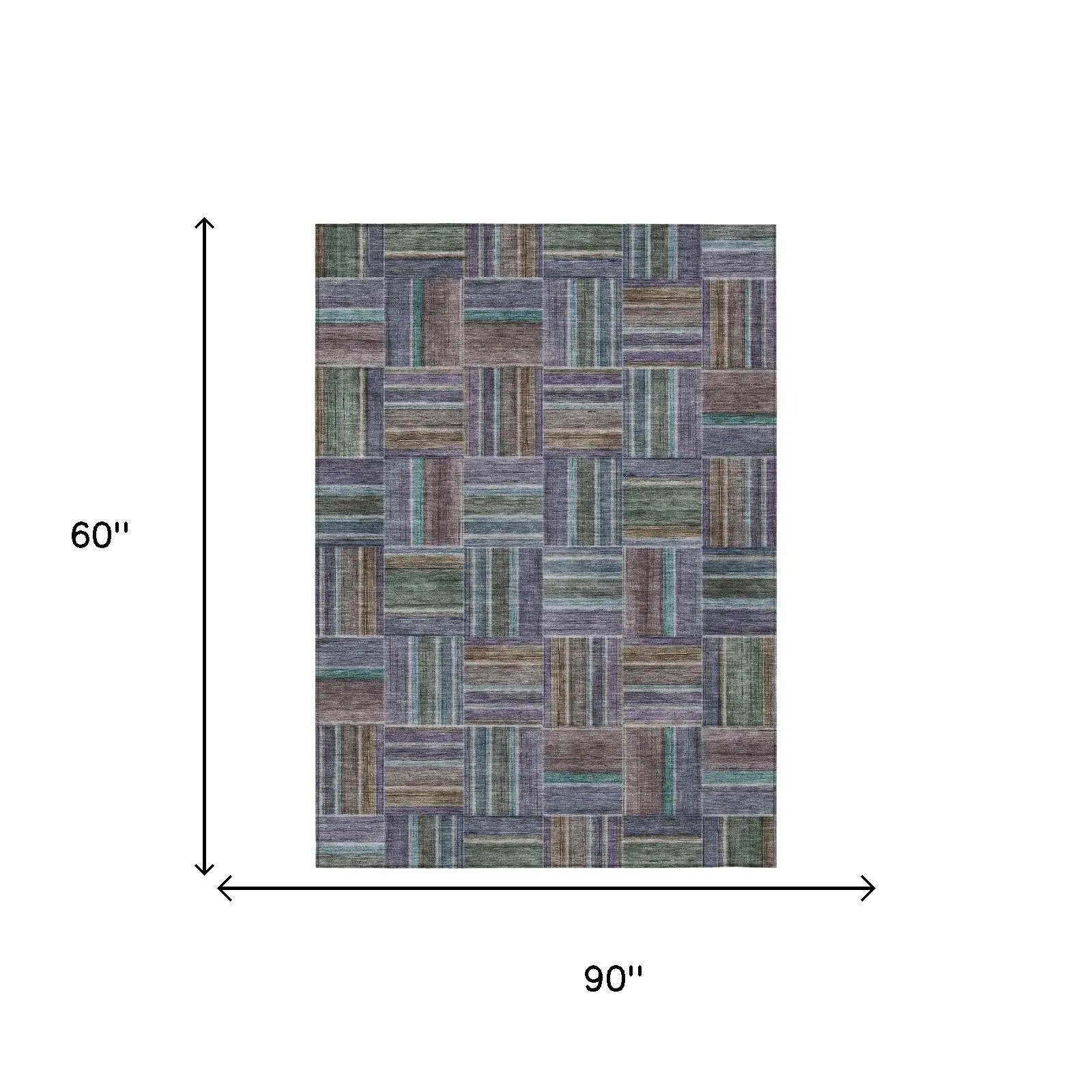 5' X 8' Fern Green And Green Geometric Washable Indoor Outdoor Area Rug Homeroots Outdoor