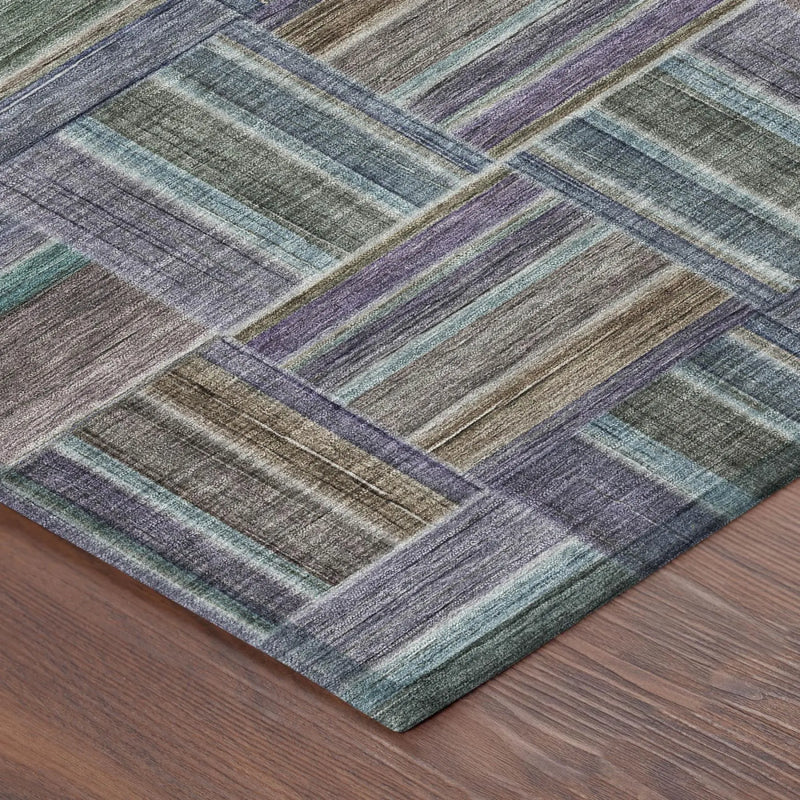 5' X 8' Fern Green And Green Geometric Washable Indoor Outdoor Area Rug Homeroots Outdoor