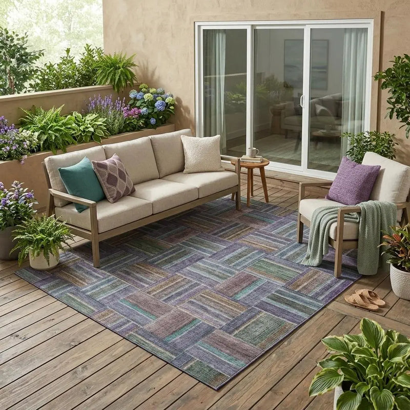 5' X 8' Fern Green And Green Geometric Washable Indoor Outdoor Area Rug Homeroots Outdoor
