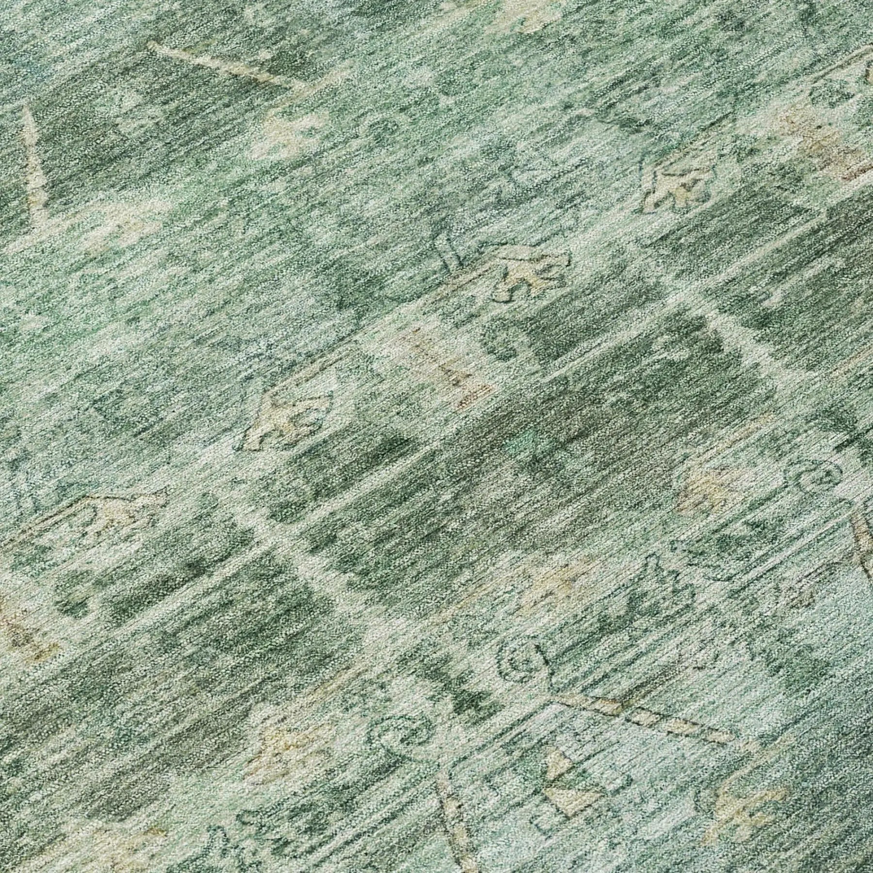 5' X 8' Fern Green And Green Tribal Washable Indoor Outdoor Area Rug Homeroots Outdoor