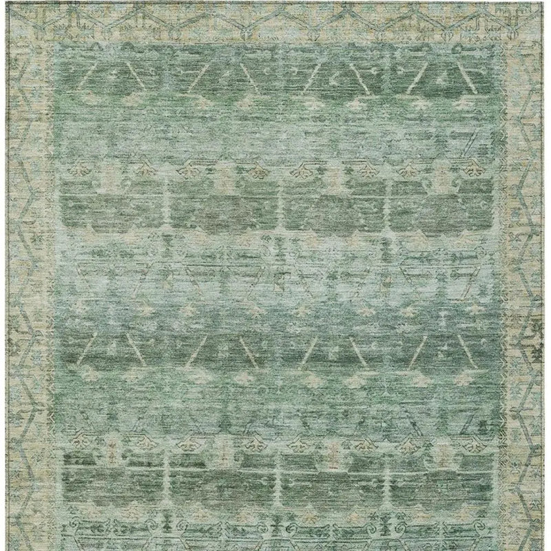 5' X 8' Fern Green And Green Tribal Washable Indoor Outdoor Area Rug Homeroots Outdoor