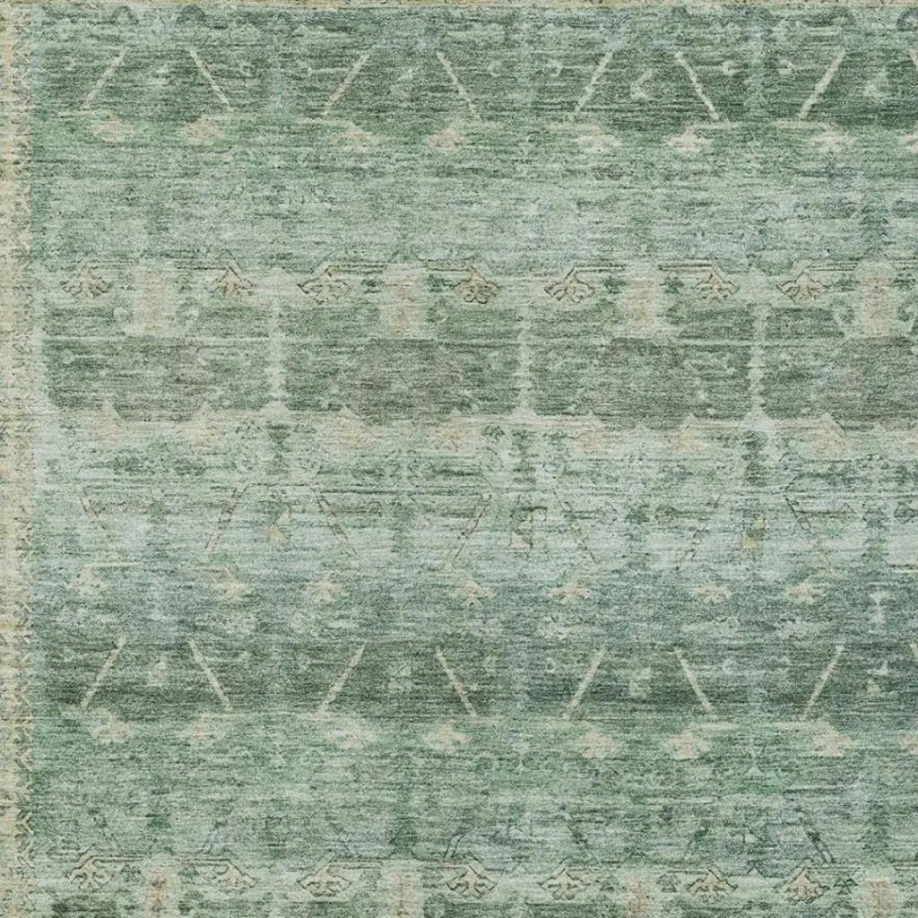 5' X 8' Fern Green And Green Tribal Washable Indoor Outdoor Area Rug Homeroots Outdoor