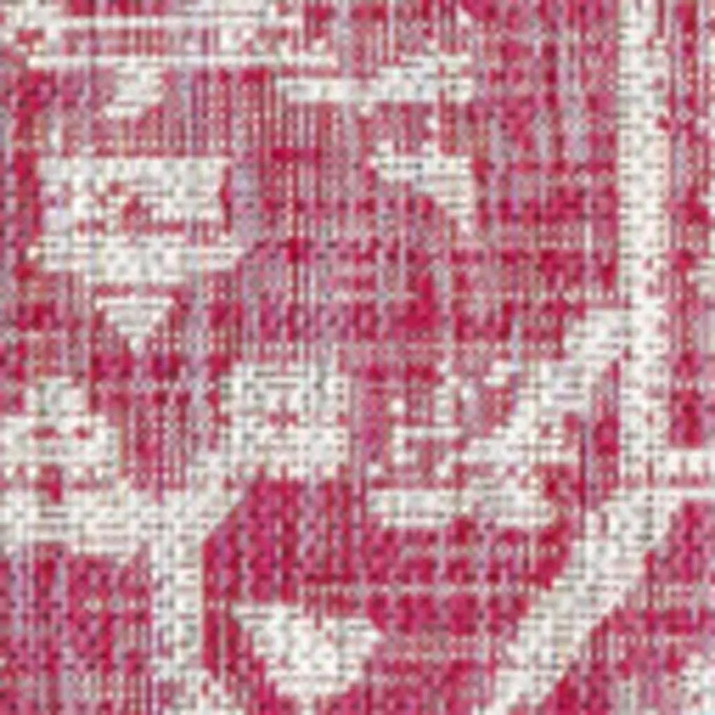 5' X 8' Fuchsia And Light Gray Medallion Indoor Outdoor Area Rug Homeroots Outdoor