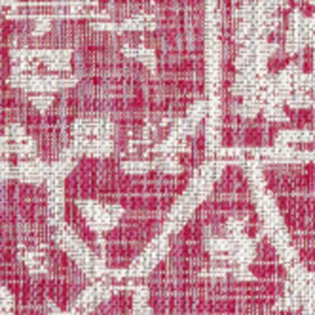 5' X 8' Fuchsia And Light Gray Medallion Indoor Outdoor Area Rug Homeroots Outdoor