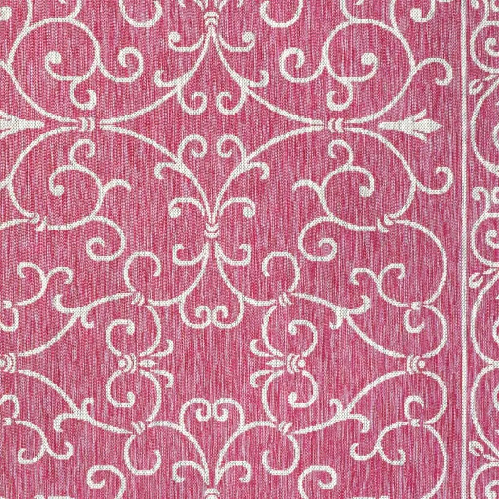 5' X 8' Fuchsia And Light Gray Medallion Indoor Outdoor Area Rug Homeroots Outdoor