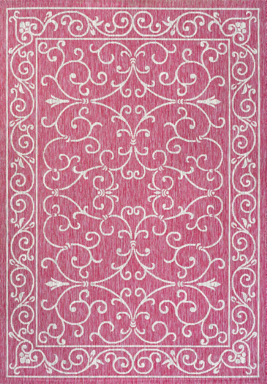 5' X 8' Fuchsia And Light Gray Medallion Indoor Outdoor Area Rug Homeroots Outdoor