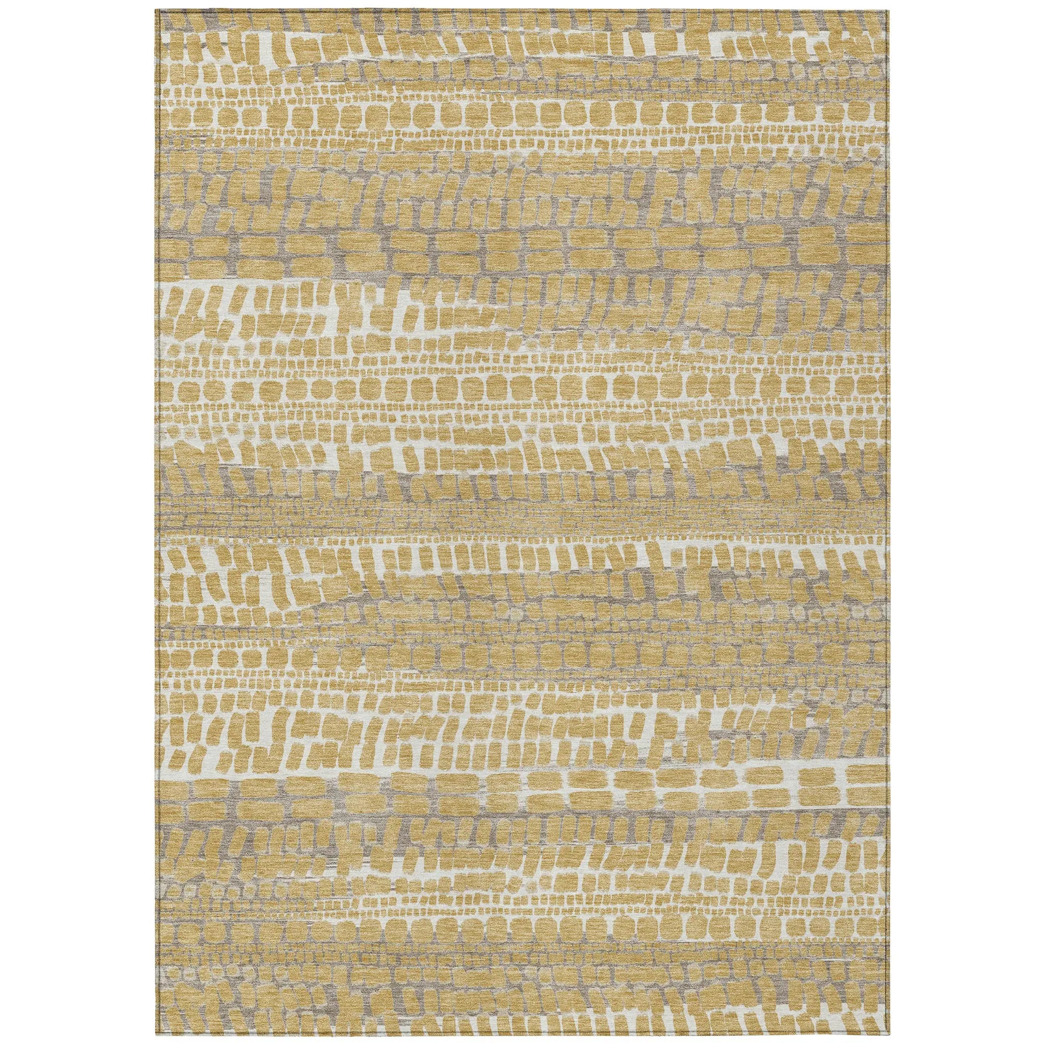 5' X 8' Gold And Beige Abstract Washable Indoor Outdoor Area Rug Homeroots Outdoor