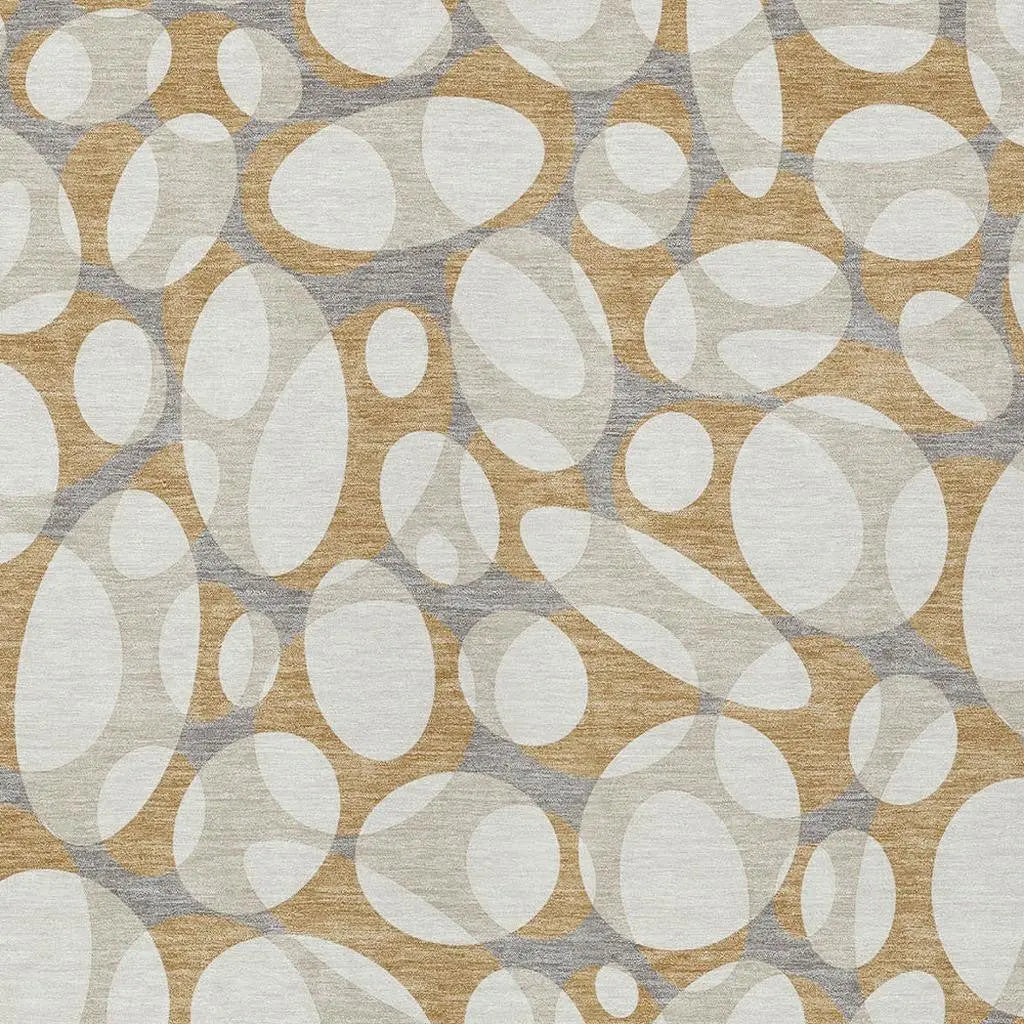 5' X 8' Gold And Beige Abstract Washable Indoor Outdoor Area Rug Homeroots Outdoor