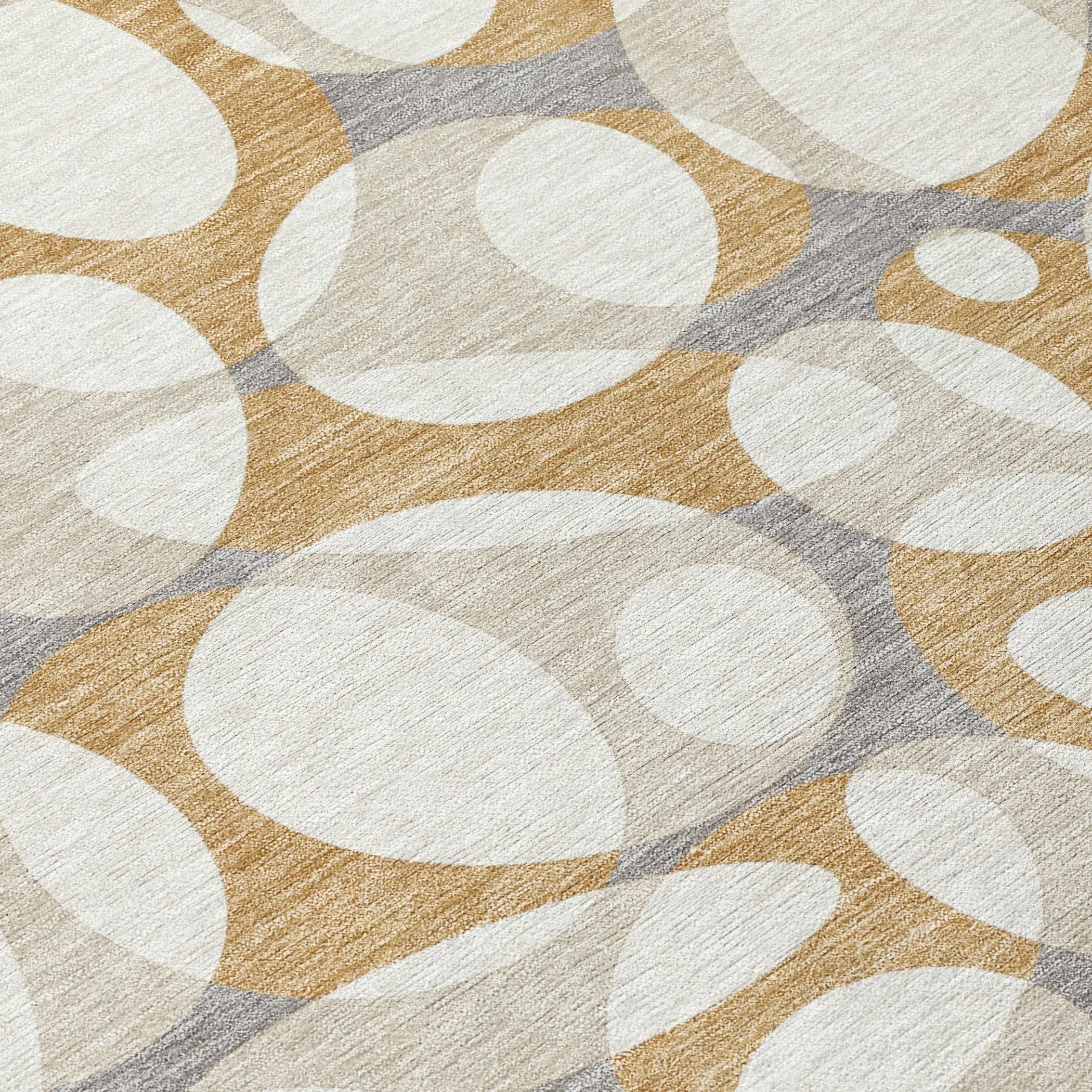 5' X 8' Gold And Beige Abstract Washable Indoor Outdoor Area Rug Homeroots Outdoor