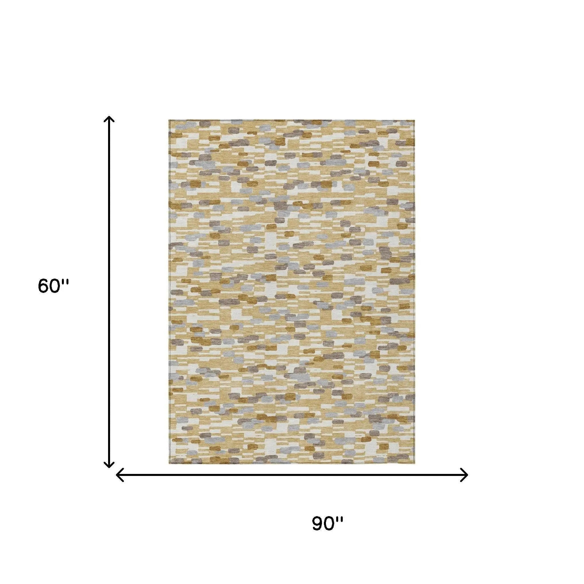 5' X 8' Gold And Beige Geometric Washable Indoor Outdoor Area Rug Homeroots Outdoor